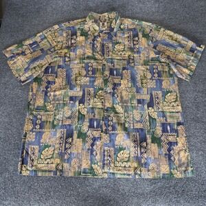 Tori Richard Hawaiian Shirt Mens 3XL Tall Tribal Geometric Aloha Resort Vacation